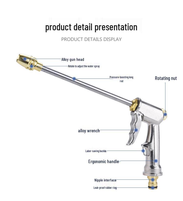 All-Metal Pure Copper High-Pressure Garden Hose with Front Grip and Baked Paint Finish