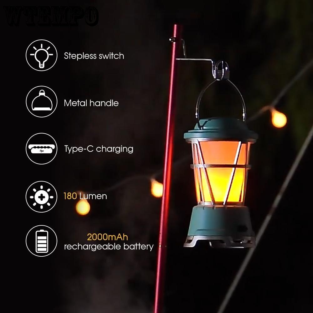 Camping Horse Lamp Outdoor Charging Flame Effect Atmosphere Lamp Retro Solar Camping Lighting