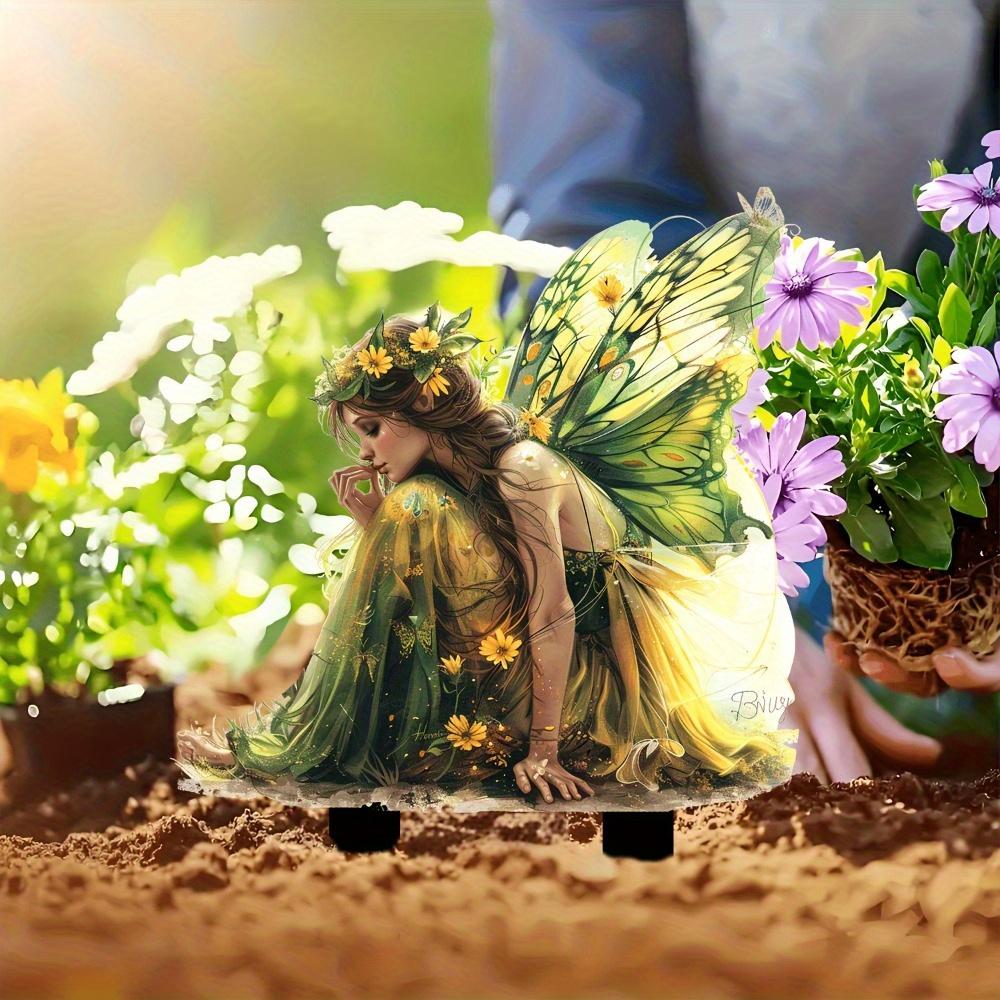Decoración de Hada del Ala para jardines de fantasía, arte en maceta y cumpleaños.