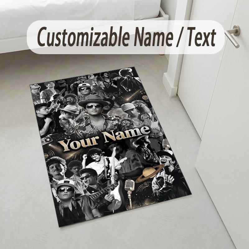 Personalized Crystal Velvet Carpet,Bruno Mars Custom Printed Name, Plush Area Rug For Home Indoor Decor