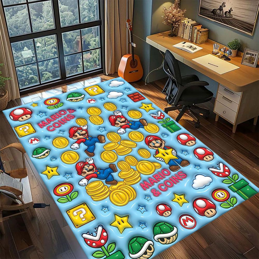 Mario Anime Character Carpet for Living Room Bedroom Home Decor Cool Movie Mat Play Floor Mat