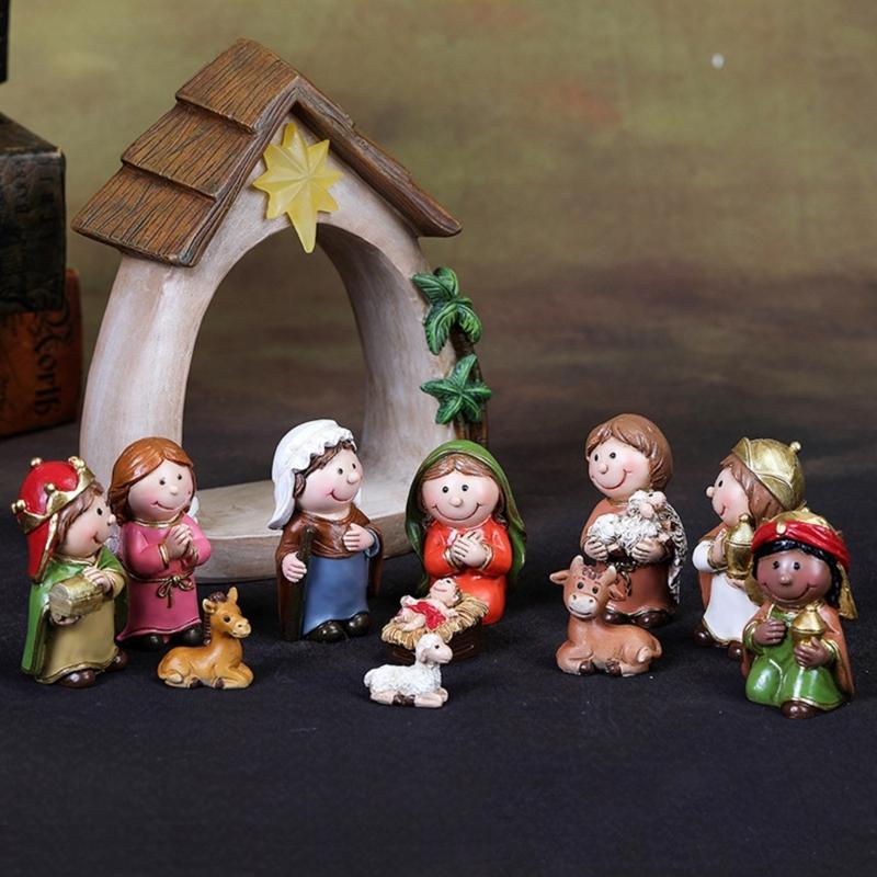 Lighted Christmas Nativity Set Light Up Christmas Nativity Scene for Christmas Decorations Indoor Tabletop Ornament HX6C