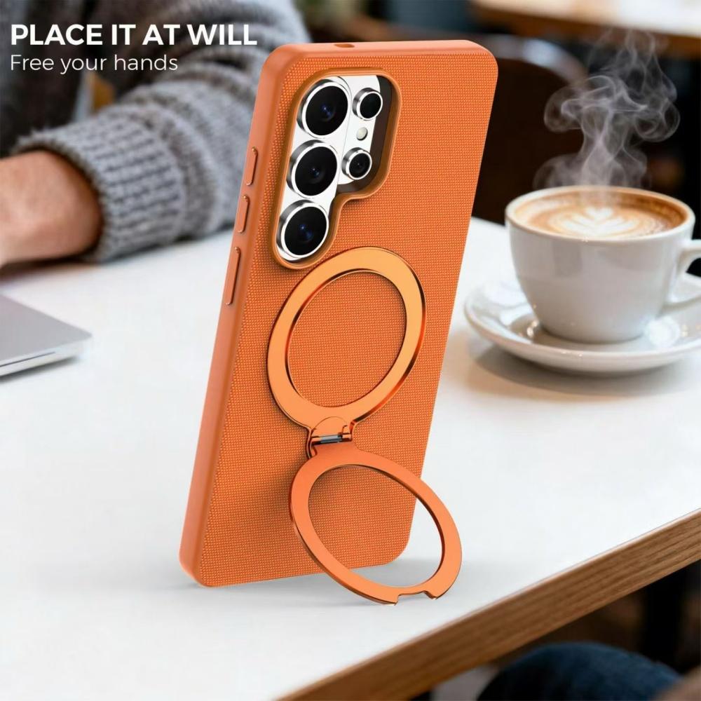 Original Tech-Woven Fabric 360° Magnet Ring Stand Phone Case For Samsung Galaxy S26 S25 S24 Ultra Case for Magsafe Back Cover