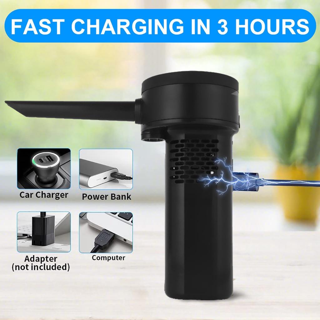 Portable Car Vacuum Cleaner Compressed Air Duster 40000RPM Electric Air Blower for Keyboard Computer Seat Device Cleaners 2-In-1