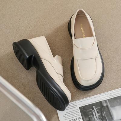 Platform Loafers Women's Shoes Trend Autumn and Winter New Round Head British Style Small Leather Shoes Single Shoes Women