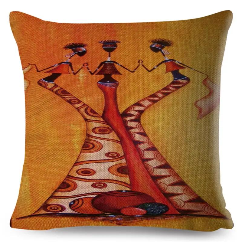 Abstract Painting Cotton Linen Decorative Cushion Cover Africa Life African Woman Home Decor Pillow Case Exotic Pillowcase