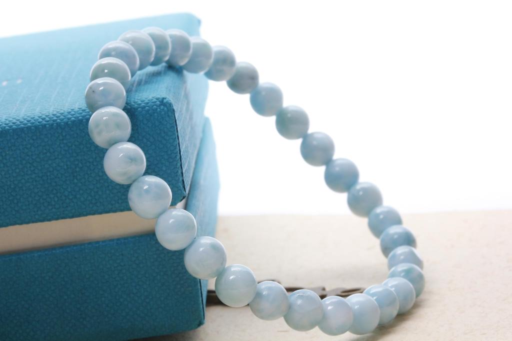 [K KOUOKU] Larimar Bracelet, Power Stone Bracelet, Natural Stone Prayer Beads (Larimar Bracelet - 6.4mm)