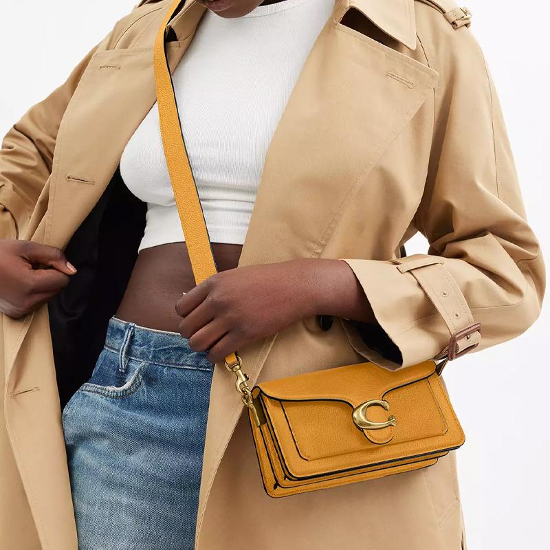 Coach Tabby 20 Logo Snap Closure Polished Pebble Leather Handheld Crossbody Shoulder Bag Small Women handbags Mustard-Yellow CY201-B4P01