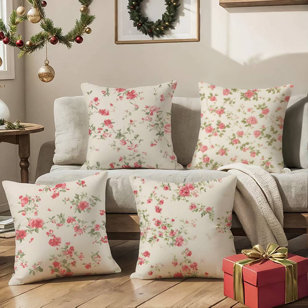 Frische Blumen Elegant und Schön Einfacher Kissenbezug Komfort Sofabett Seidig elegant Verdeckter Reißverschluss Dekorative Kissenhülle