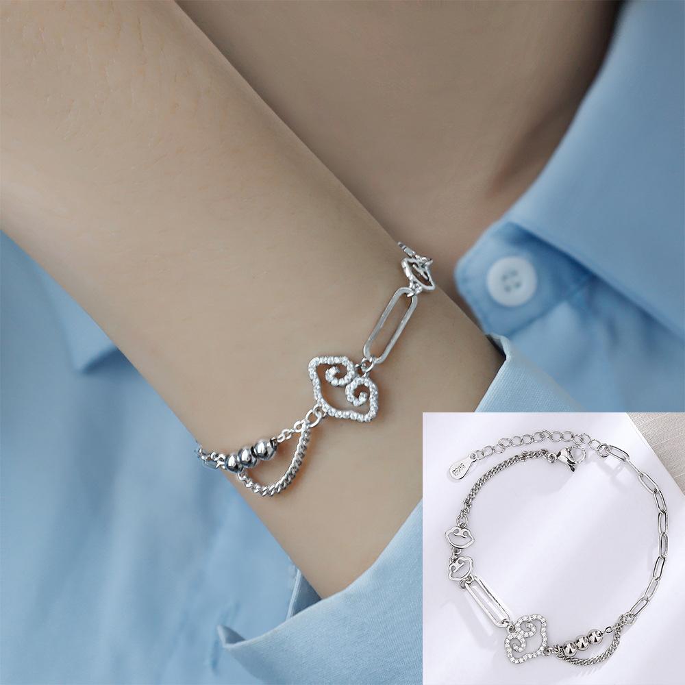 925 Silver Three-Layer Chain Circle Bracelet For Women Simple Exquisite Gift Wedding Accessories