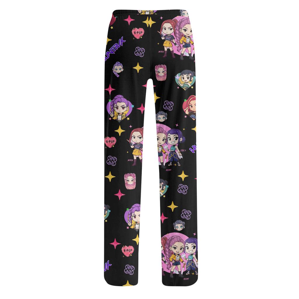 Womens Pajama Pants Sleepwear Casual Drawstring Elastic Waist Pants Comfy Straight Yoga Loose Trousers