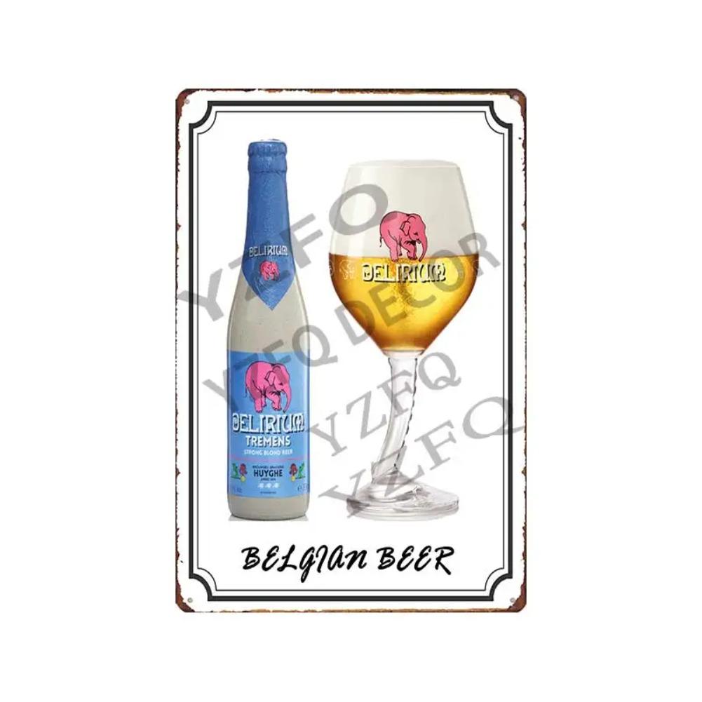 30X20CM Hoegaarden Orval Chouffe Beer Tin Sign - Vintage Metal Plate, Perfect for Bar/Pub/Kitchen/Home/Coffee Wall Decor Poster