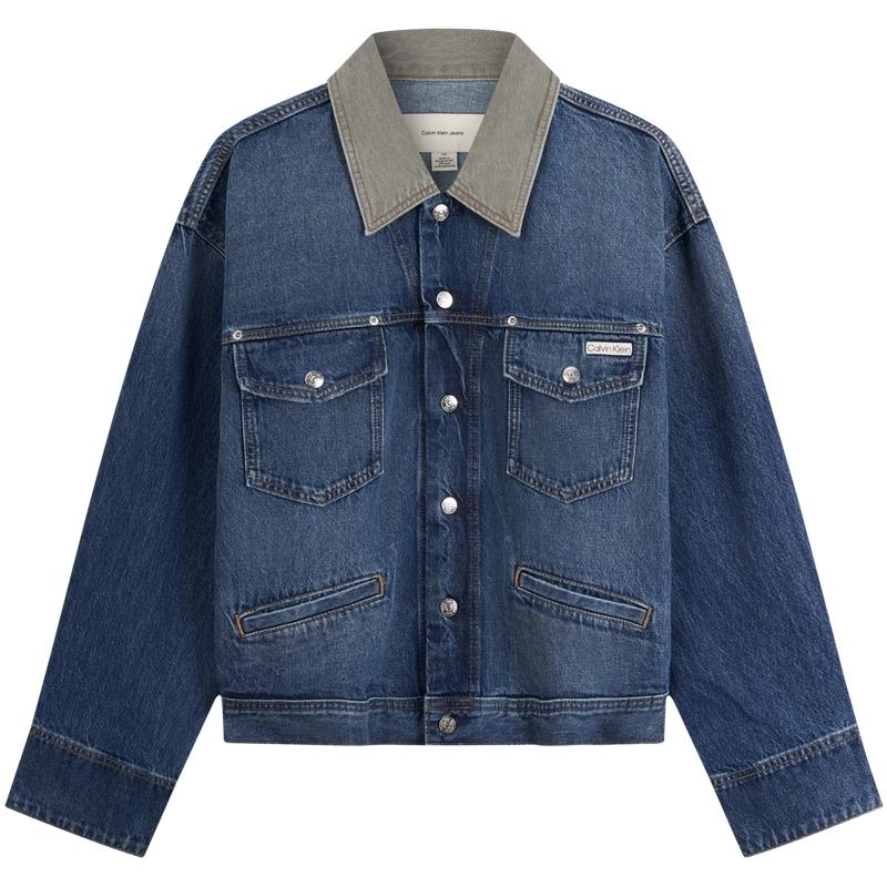 

Calvin Klein Ck Retro Collar Denim Jacket Men Jackets Denim-Blue 4RB990G XS