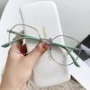 Ins Metal Round Decor Round Glasses Women Anti Blue Light Computer Glasses Black Metal Spectacle Frame 0 Diopter  Glasses