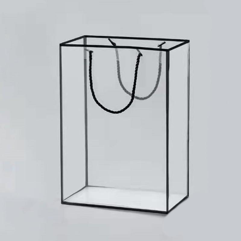 

1/2/3PCS Transparent Plastic Border Handbag Black White Border Handbag Valentine s Day Wedding Florist Gift Packaging Bag 35x25x15cm&1PC