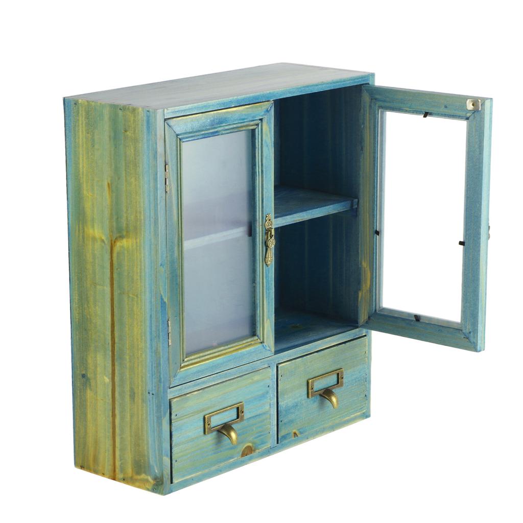 MultiFunctional Desktop Storage Box with Drawer Wood Cosmetic Storage Container for Home