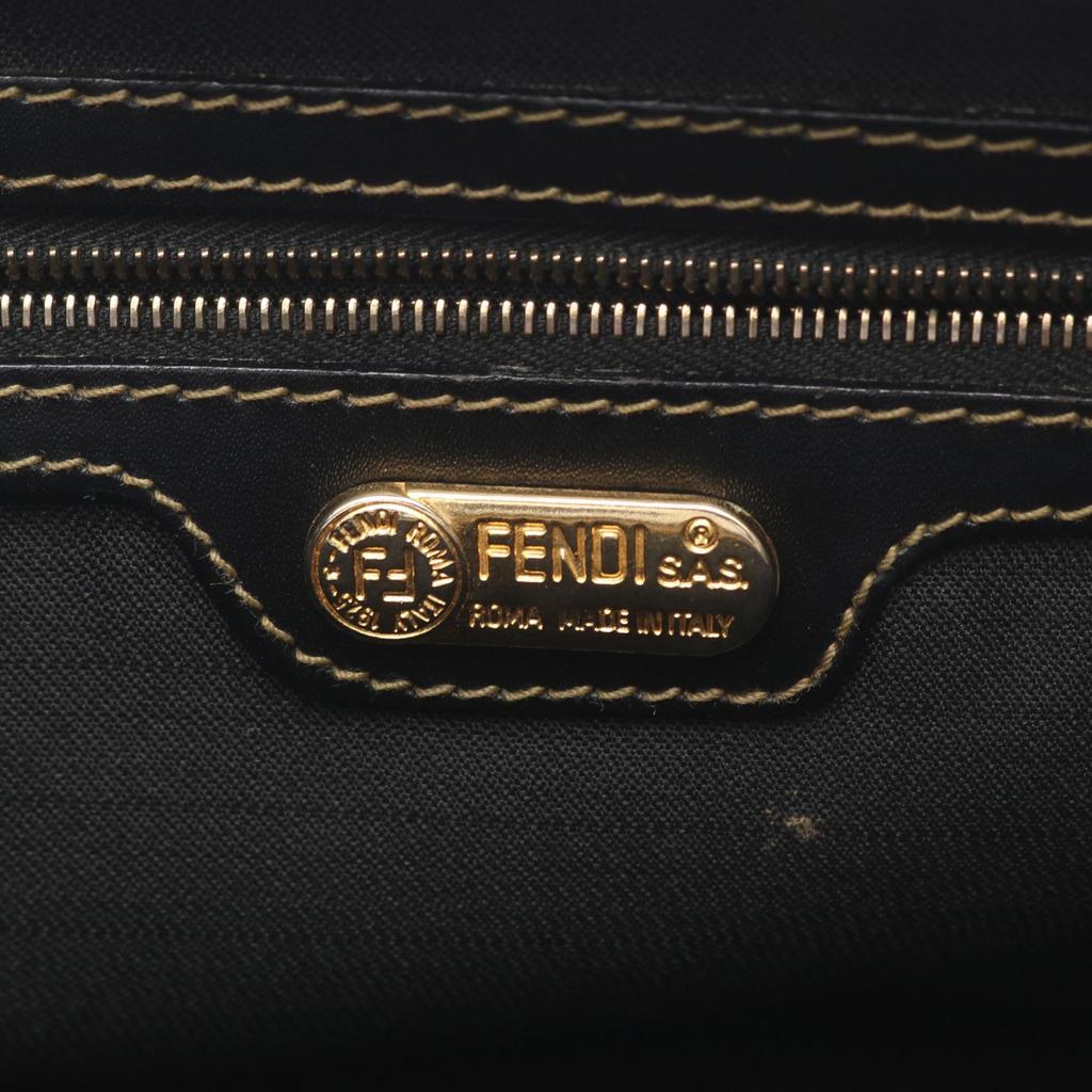 Used FENDI Pecan Tote Bag PVC coated canvas leather Brown Black Used Women
