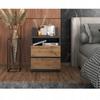 Bedside Table 40cm Gray Oak Wotan 2 Drawers Shelf For Bedroom