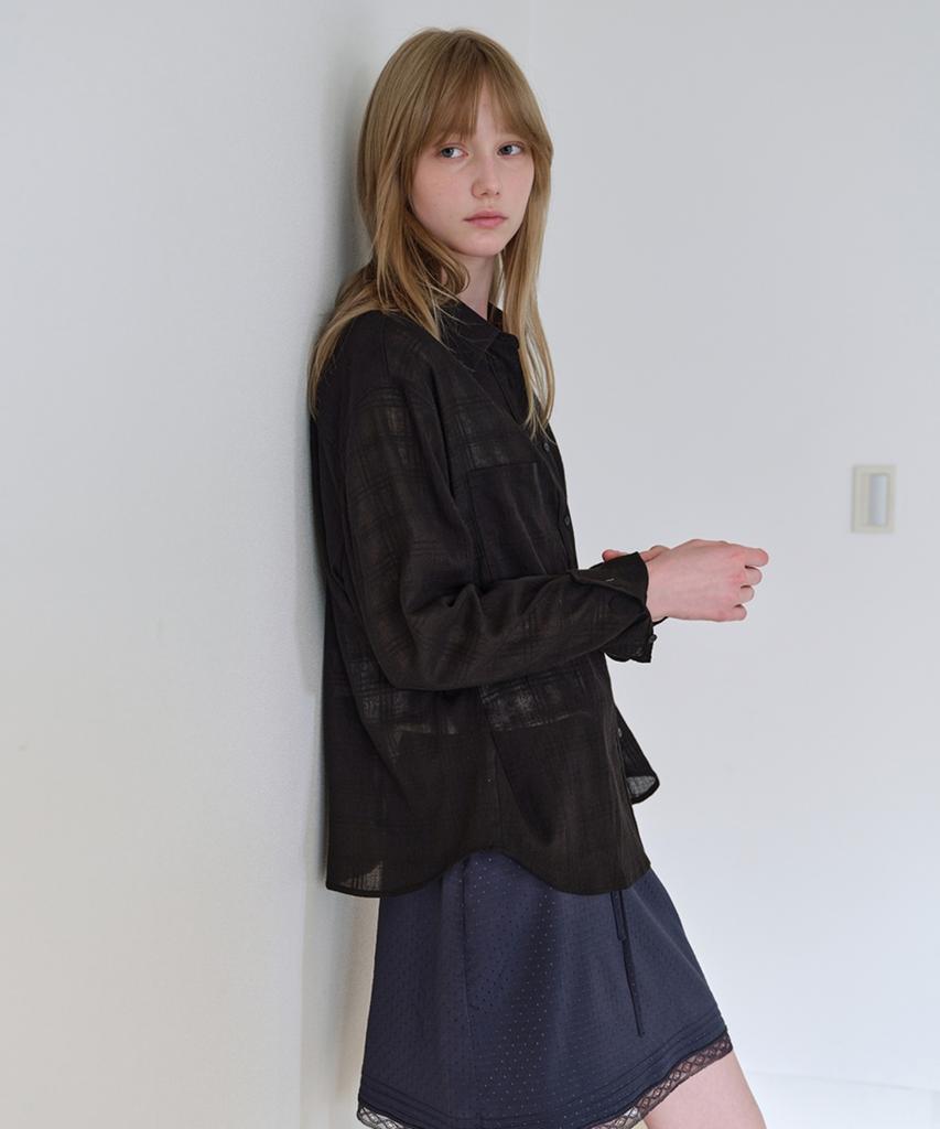Awi Dot Lace Mini Skirt_Navy