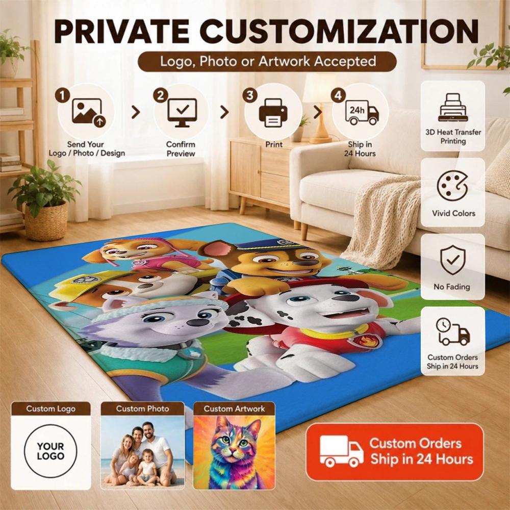 Paw Patrol Pups' Happy Time Patterned Rug Durable Stainresistant Carpet For Hallway Balcony Study Home Party Decor Birthday Gift
