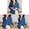 Camicia in Tencel Blu Denim da Donna a Manica Lunga Casual da Ufficio con Tecnologia Antipiega