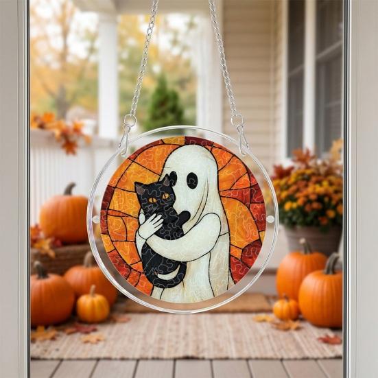 Halloween Acrylic Puzzle Suncatcher Window Hanging7.87 Inch Sun Catcher Window Decoration Ornament Ideal