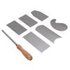 6PCS Multi Shaped Card Scraper Set Manganese Steel Cabinet Scraper Cards with Burnisher for Woodworking Project