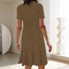 Women's Classic Leopard Print Short Sleeve Round Neck Midi Dress Loose Casual A Line Daily Wear Dress