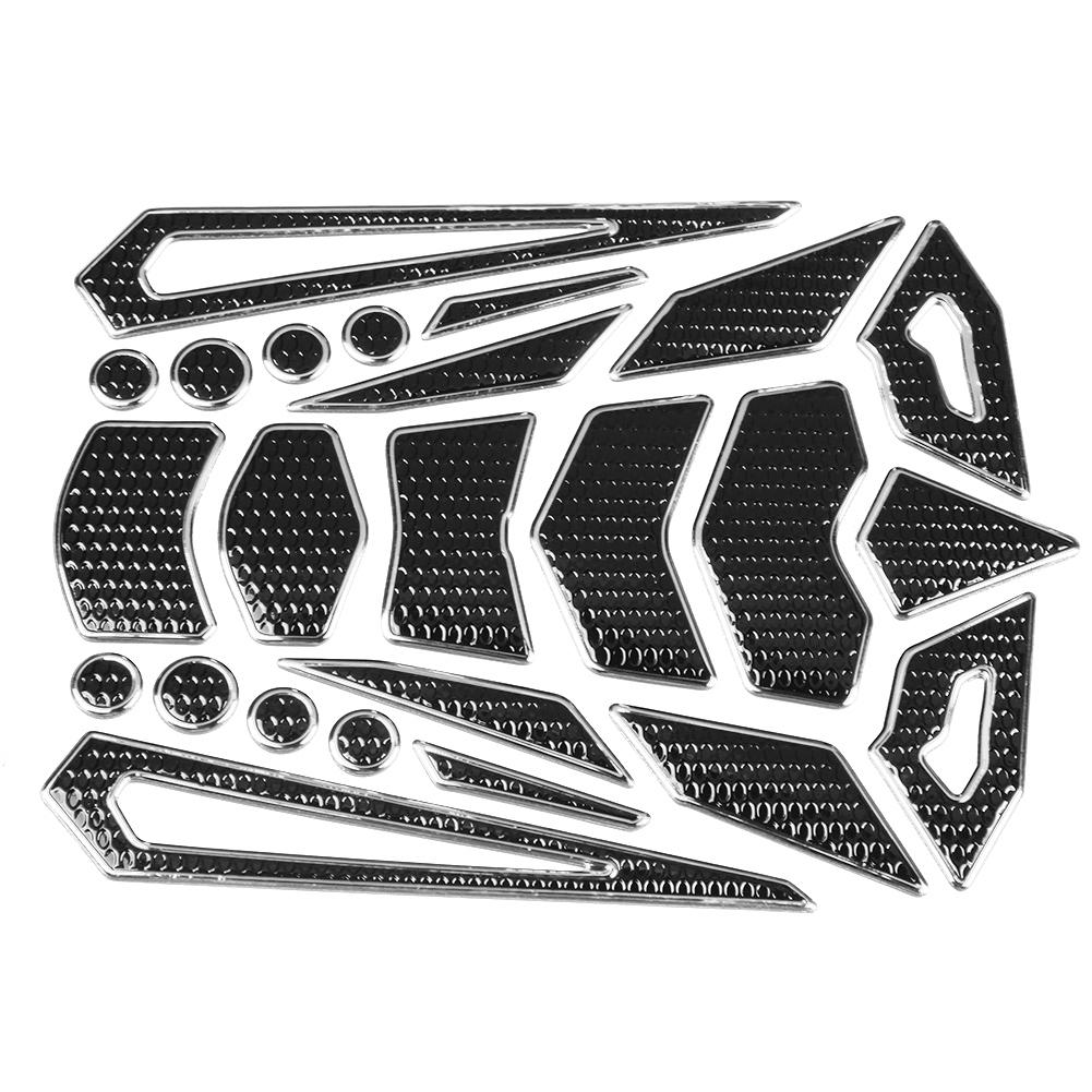 Universal Motorcycle Gas Fuel Oil Tank Pad Stickers Protector Tank Traction Pad(silver edge)