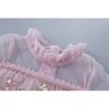 Spring and Autumn New Children's Dress with Lace Trim, Mesh, Embroidery, Puff Sleeves, Long Sleeve Girls' Dress, Korean Style