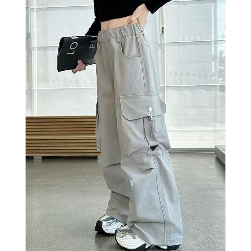 6-16 Years Kids Girls Loose Cargo Pants Multi-pocket Wide-leg Pants