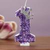 Y Children's Number 7 Birthday Candles Girl's Digital Cake Candles Glitter Princess Crown Decoration Anniversary Party Supplies