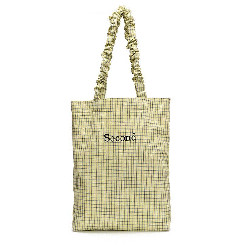 Plátěná dámská nová módní všestranná kostkovaná velkokapacitní taška přes rameno