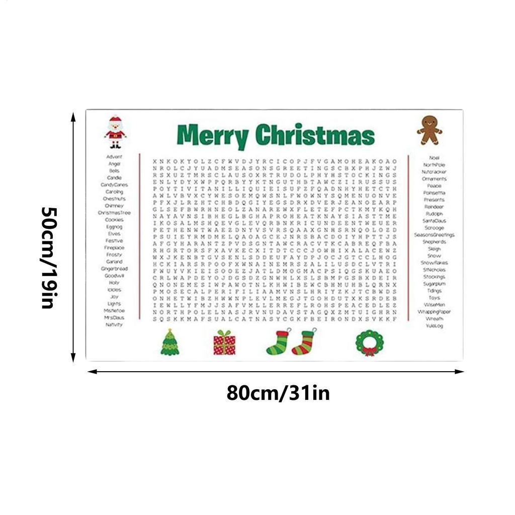 Christmas Word Puzzle Poster, 31x19-Inch Seasonal Party Interactive Family Game, Poster Size Christmas Word Search Game Poster