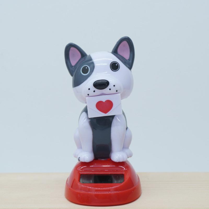 Solar Powered Cartoon Animal Bobblehead Ornament Cute Car Interior Decor with Funny Head Vibration Creative Christmas Gift