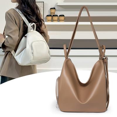 Bolsa de Ombro Multifuncional Feminina Mochila Executiva para Deslocamento Cor Sólida Bolsa Transversal