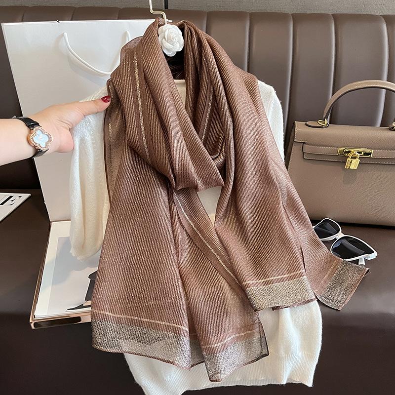 New Fashion Lurex Glitter Shimmer Wool Wraps Long Silk Shawl Scarf Spain Luxury Head Beach Stoles Foulard Hijab Echarpe Bufandas