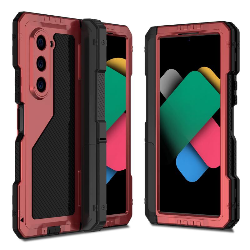 New 360 ° Full Protection Armor Holder With Front Film Metal+Soft Silicone 3-in-1 Shockproof Phone Case For Samsung Z Fold 6 5 4