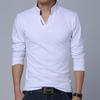 Men's Solid Color V-Neck Long-Sleeved Casual Polo Shirt