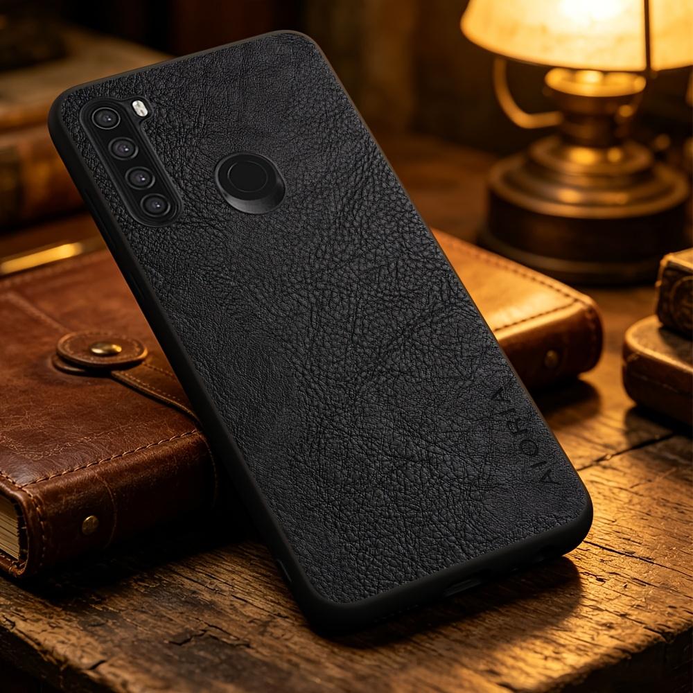 Phone Case - Solid Color Faux Leather Phone Case for Xiaomi Redmi Note 9 8 7 Pro 9S 8T Precise Camera Hole Positions And Business