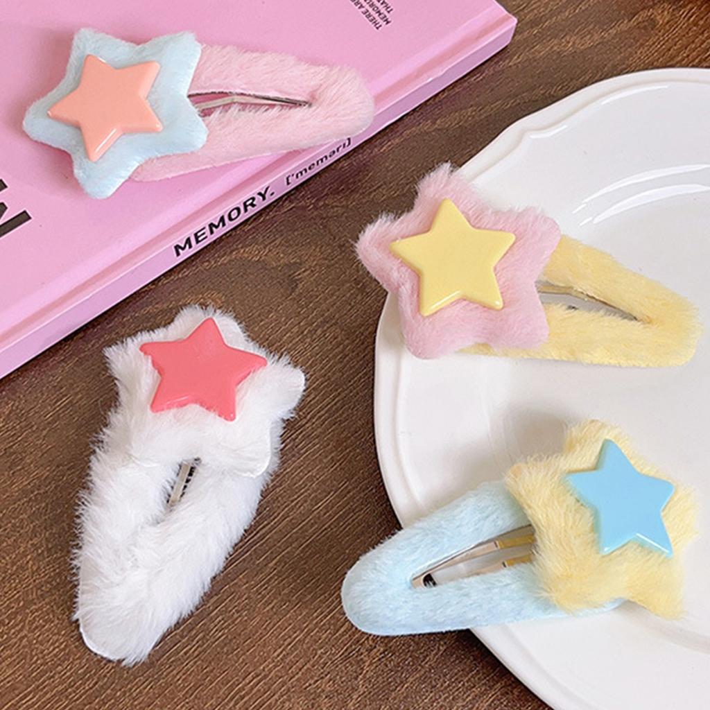 Plush Star Shape Hair Clip Carnival Photography Headwear for Woman Girls Bangs Taking Photo Shopping Travel Anti-Slip