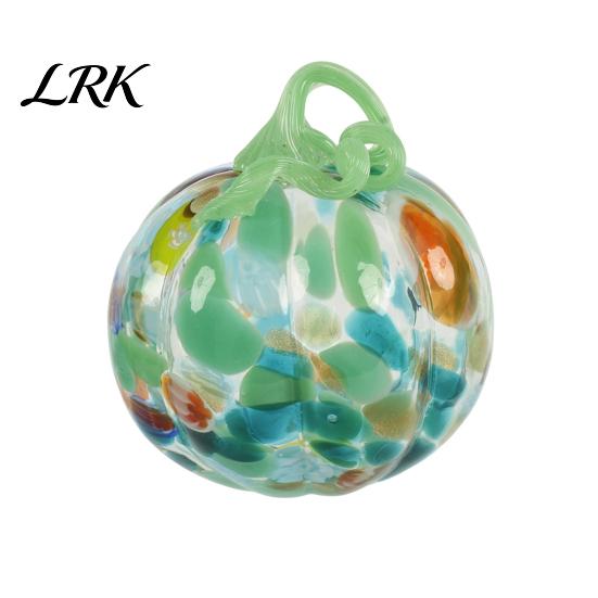 Transparent Pumpkin Figurine Mini Hand Blown Glass Ornament, Collectible Thanksgiving Halloween Handmade Decor Faux Crystal Hanging Decoration