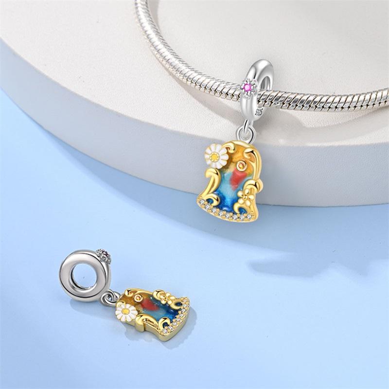Charm Bead Component Copper Metal Painter's Palette Artist High Quality Fine Jewelry Bead Components Pendant Bead Component Compatible With Authentic
