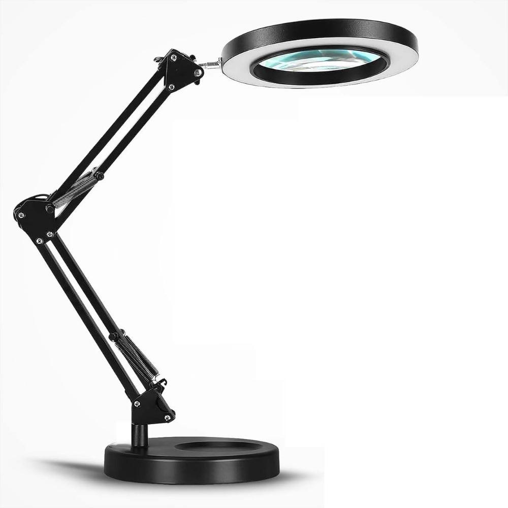 10 Brightness Levels Desk Lamp Adjustable Folding Arm Lamp Magnifying Glass Light  Office Use