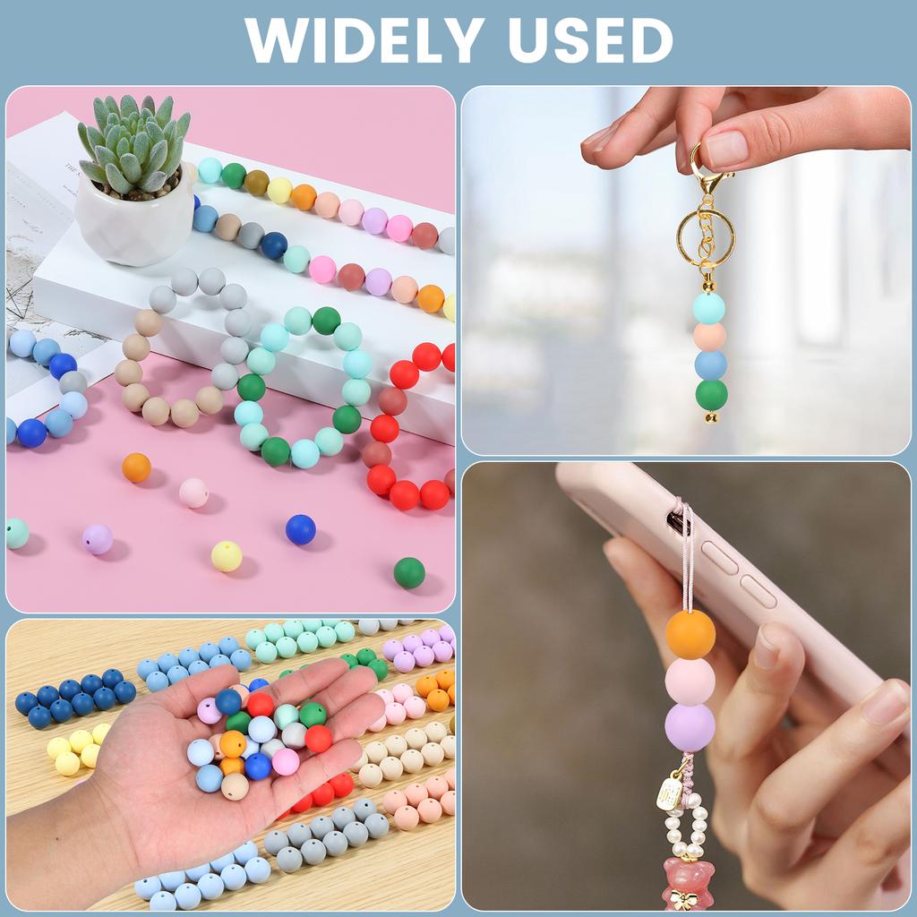 200 Pcs Silicone Beads Round Silicone Beads Bulk 20 Colors Silicone Loose Beads Soft Silicone Bead Set 15mm Round Beads Set Cute