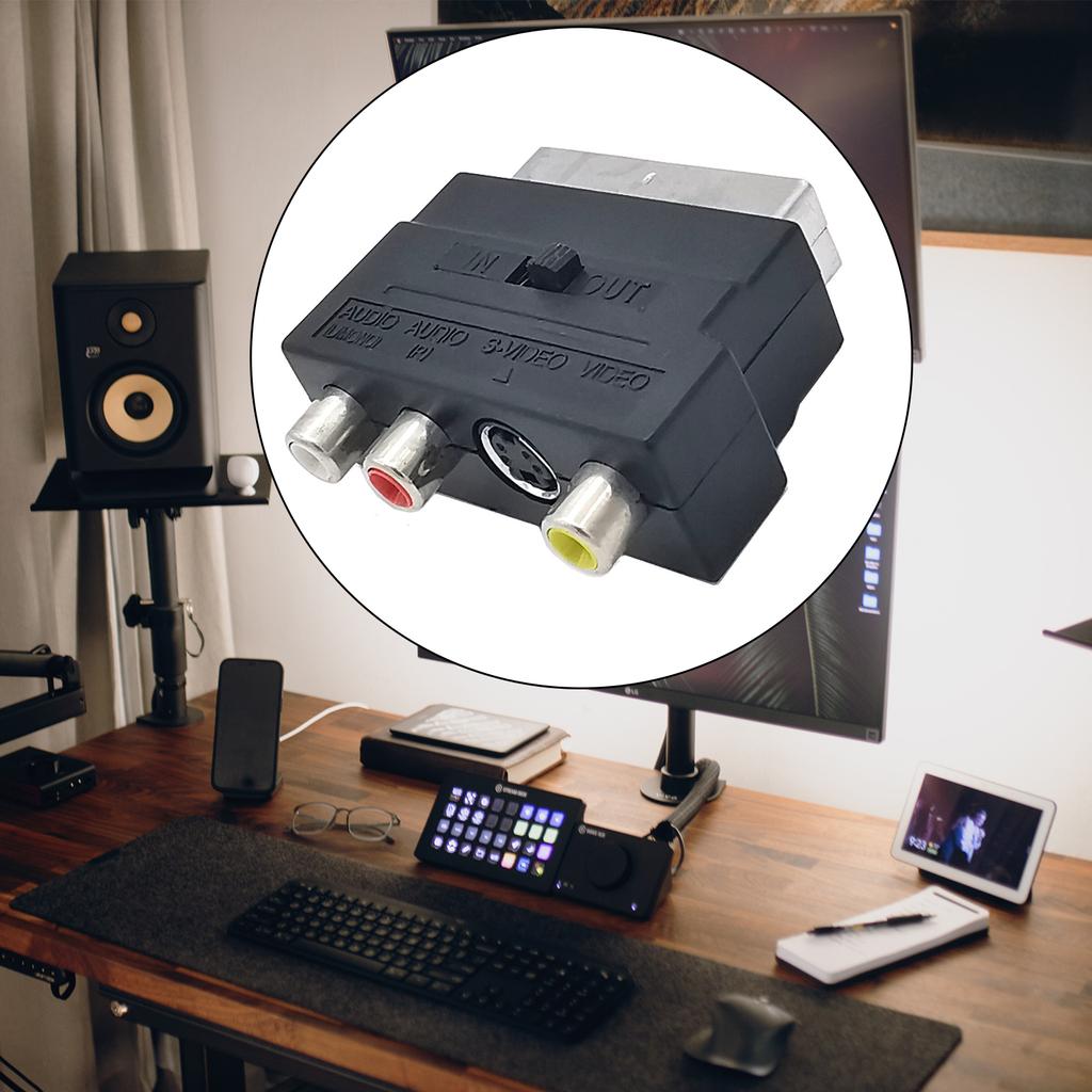 SCART Converter Plug Connector 21P Adapter SCART to 3RCA With Switches Converter for Video Conversion