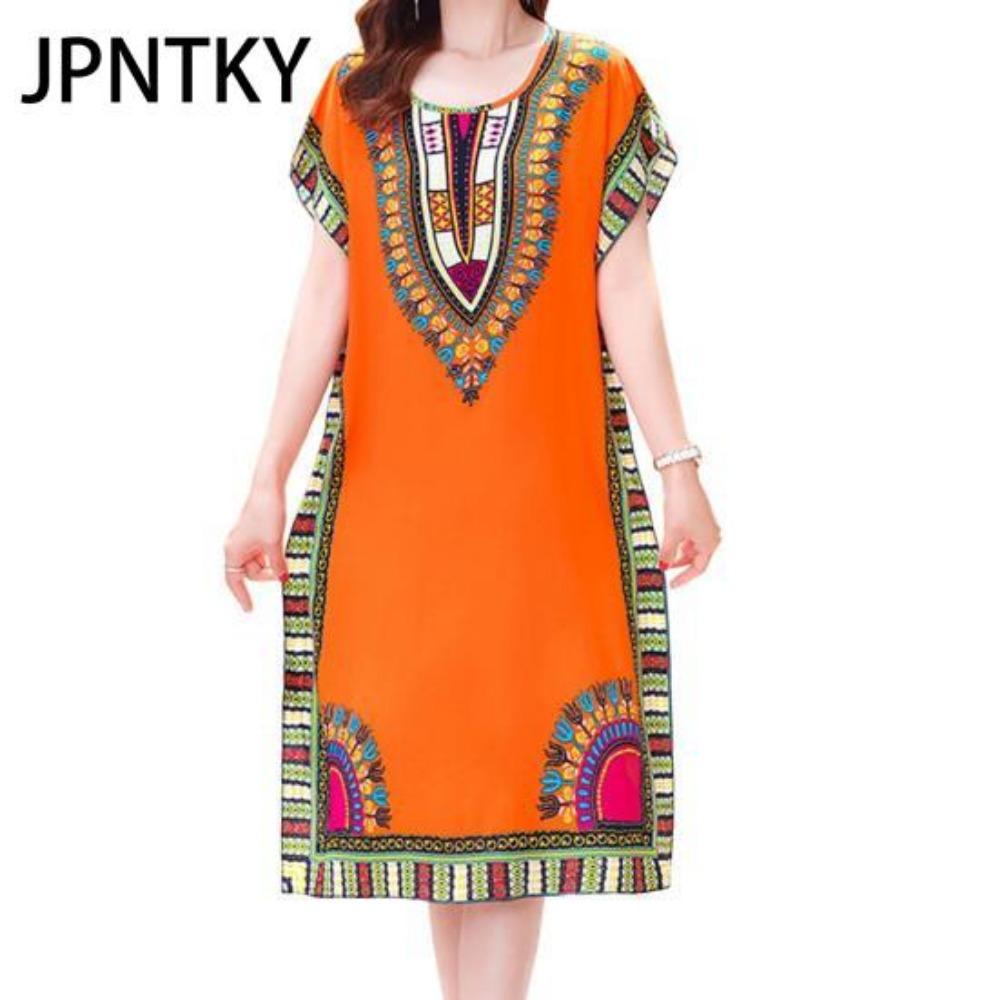 JPNTKY Summer Dress Geometric Print Pullover One Size Chic Women Mid-Calf Dress for Homewear