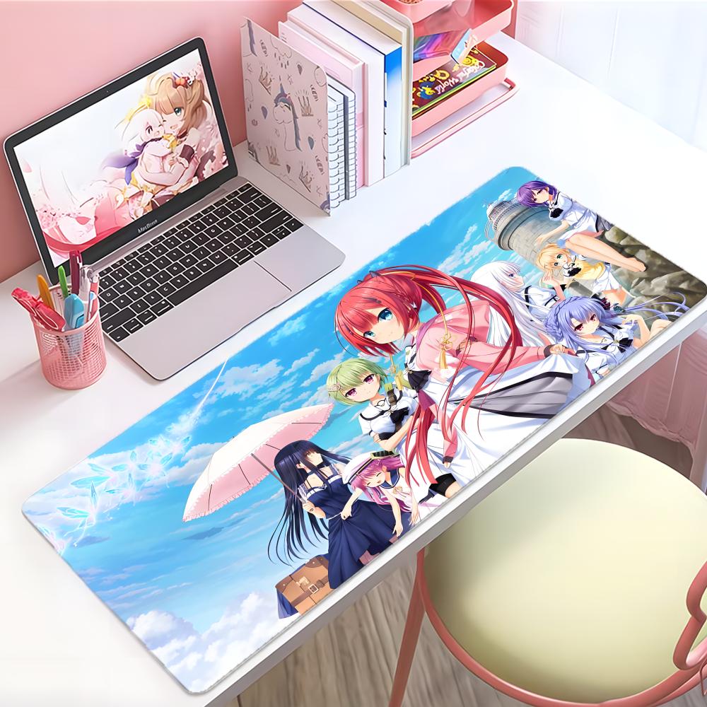 Sweet Emotional Anime Ssummer Pockets Mouse Pad Large Thick Desk Pad Stitched Edges Gaming Mouse Mat For Pc