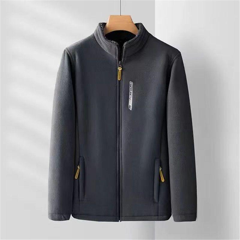 Men's Jacket Winter Fleece Thick Jacket Outdoor Warm Middle Layer Lamb Fleece Cardigan
