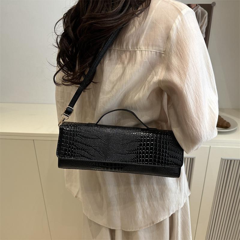 Niche design long handbag light luxury high texture temperament simple shoulder messenger bag solid color versatile women's bag